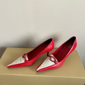 Werner Elegant Red and White Heels NWOT Made in Brasilia